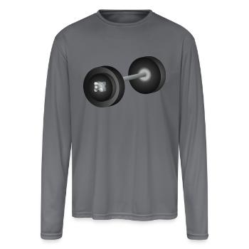 Simple dumbbell–fitness symbol for strength athlet - Men's Moisture Wicking Performance Long Sleeve T-Shirt - gray - Front