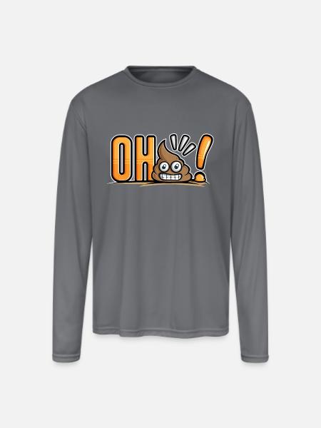 Funny Poop - Men's Moisture Wicking Performance Long Sleeve T-Shirt - gray