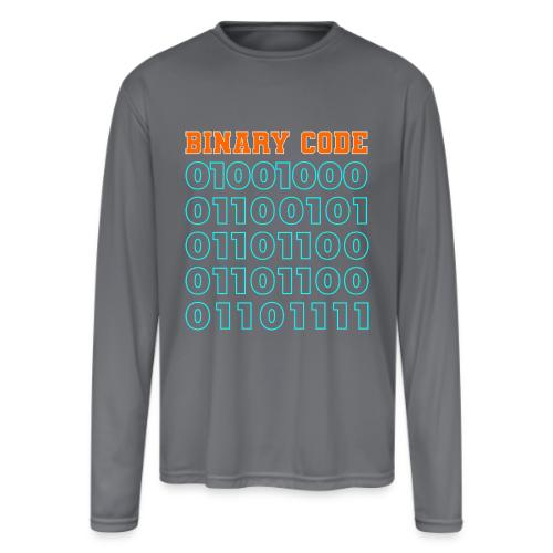 Say Hello in Binary code - Men's Moisture Wicking Performance Long Sleeve T-Shirt