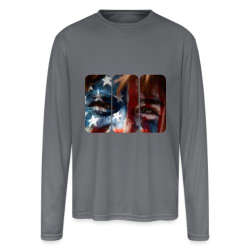 USA: Stars in Their Eyes - Men's Moisture Wicking Performance Long Sleeve T-Shirt