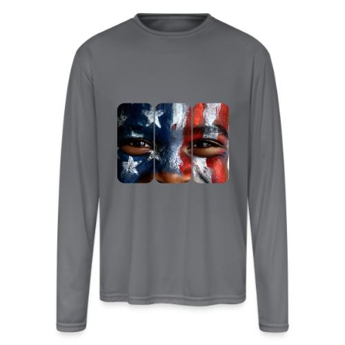 USA: Three Panels of Pride - Men's Moisture Wicking Performance Long Sleeve T-Shirt