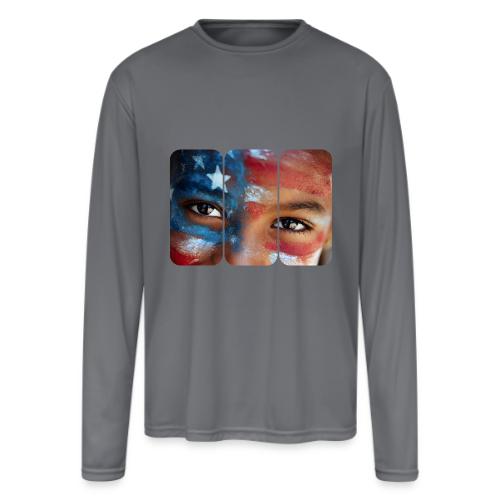 USA: Eyes of the Flag - Men's Moisture Wicking Performance Long Sleeve T-Shirt