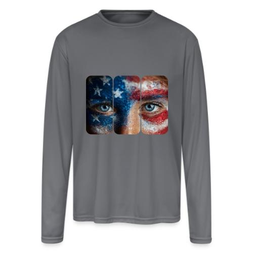 USA: Stars in Her Eyes - Men's Moisture Wicking Performance Long Sleeve T-Shirt