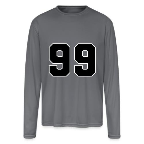 Varsity Number 99 Athletic Font - Men's Moisture Wicking Performance Long Sleeve T-Shirt