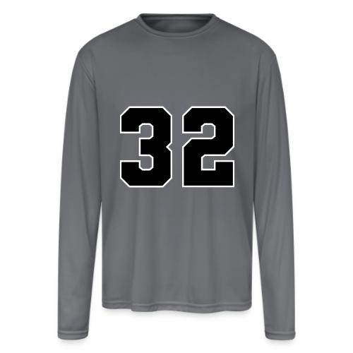 Varsity Number 32 Athletic Design - Men's Moisture Wicking Performance Long Sleeve T-Shirt