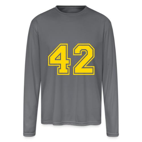 Number 42 in a classic athletic collegiate font - Men's Moisture Wicking Performance Long Sleeve T-Shirt