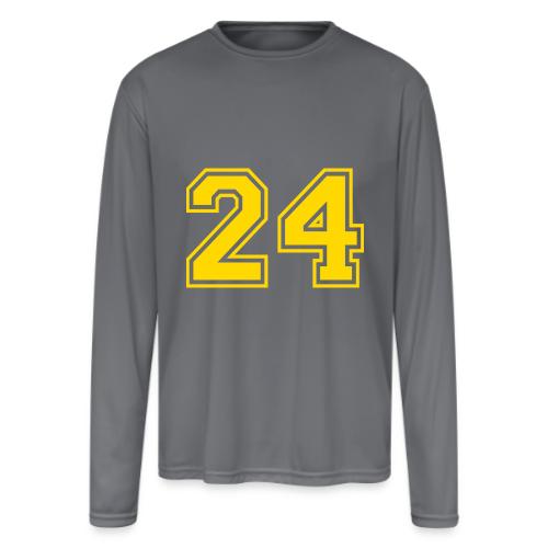 Number 24 in a classic athletic collegiate font - Men's Moisture Wicking Performance Long Sleeve T-Shirt
