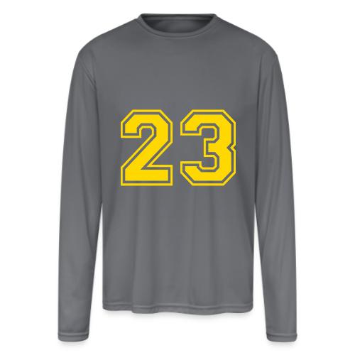 Number 23 in a classic athletic collegiate font - Men's Moisture Wicking Performance Long Sleeve T-Shirt
