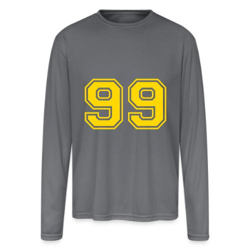Number 99 in a classic athletic collegiate font - Men's Moisture Wicking Performance Long Sleeve T-Shirt