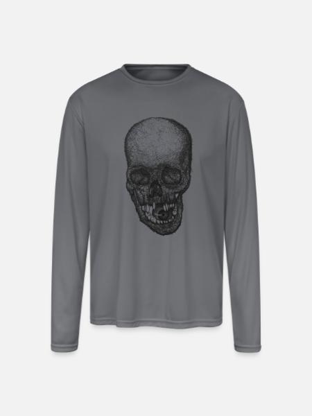 Gothic Skull Lace Portrait - Men's Moisture Wicking Performance Long Sleeve T-Shirt - gray