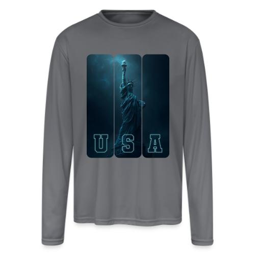 Neon Liberty USA Triptych - Men's Moisture Wicking Performance Long Sleeve T-Shirt