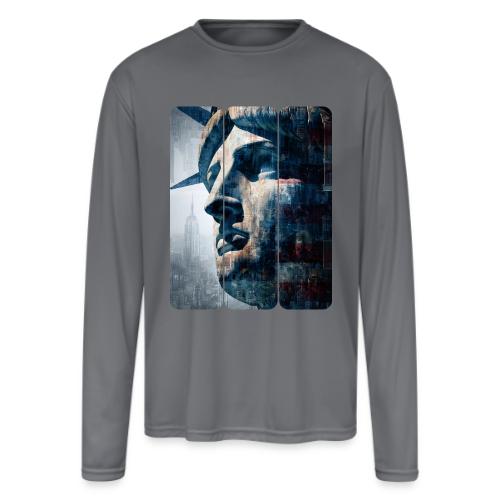USA: Urban Liberty Triptych - Men's Moisture Wicking Performance Long Sleeve T-Shirt