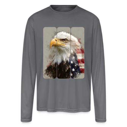USA: Eagle of the Free - Men's Moisture Wicking Performance Long Sleeve T-Shirt