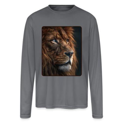 Lion Portrait Majestic Wildlife Design - Men's Moisture Wicking Performance Long Sleeve T-Shirt