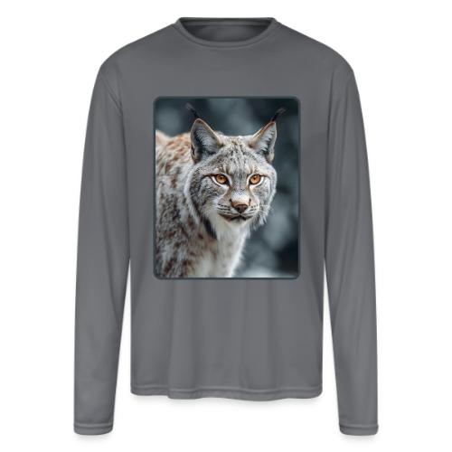 Lynx Portrait Piercing Eyes Design - Men's Moisture Wicking Performance Long Sleeve T-Shirt