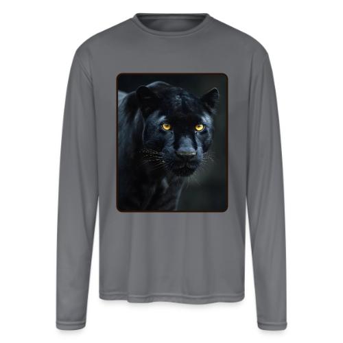 Black Panther Glowing Eyes Design - Men's Moisture Wicking Performance Long Sleeve T-Shirt