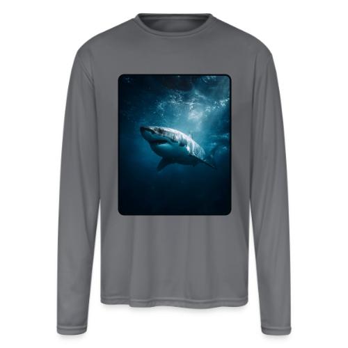Great White Shark Ocean Design - Men's Moisture Wicking Performance Long Sleeve T-Shirt