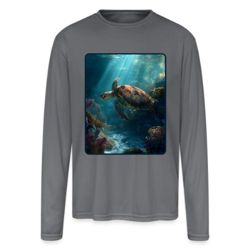 Sea Turtle Coral Reef Design - Men's Moisture Wicking Performance Long Sleeve T-Shirt