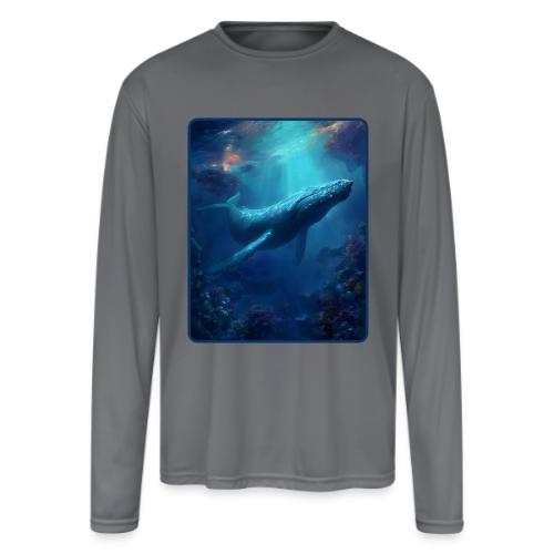Humpback Whale Ocean Reef Design - Men's Moisture Wicking Performance Long Sleeve T-Shirt