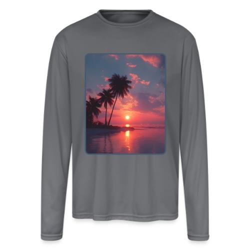 Tropical Sunset Ocean Reflection Design - Men's Moisture Wicking Performance Long Sleeve T-Shirt