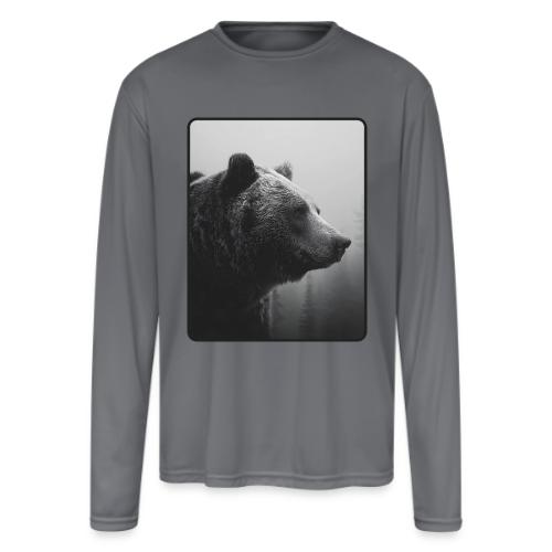 Grizzly Bear Black White Portrait Design - Men's Moisture Wicking Performance Long Sleeve T-Shirt