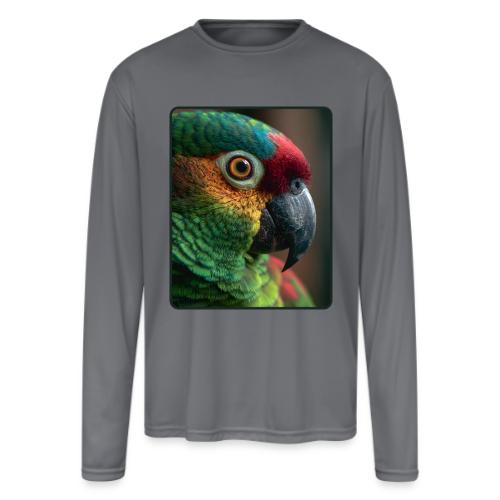 Colorful Parrot Close-Up Design - Men's Moisture Wicking Performance Long Sleeve T-Shirt