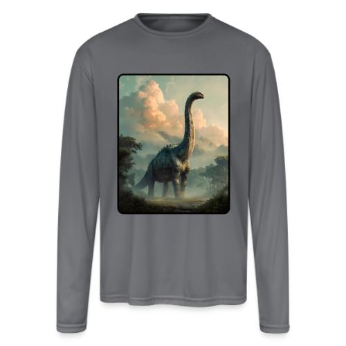 Brachiosaurus Prehistoric Scene Design - Men's Moisture Wicking Performance Long Sleeve T-Shirt