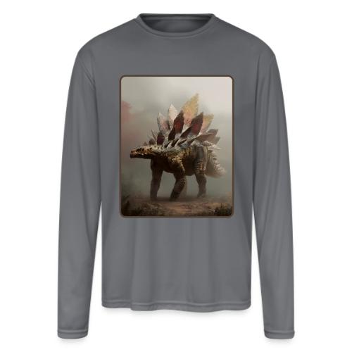 Stegosaurus Misty Forest Design - Men's Moisture Wicking Performance Long Sleeve T-Shirt