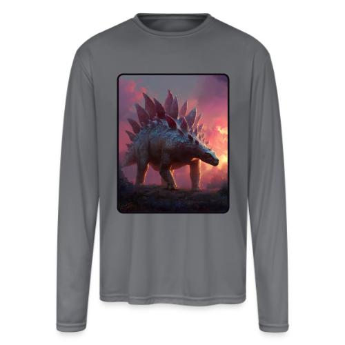 Stegosaurus Sunset Forest Design - Men's Moisture Wicking Performance Long Sleeve T-Shirt