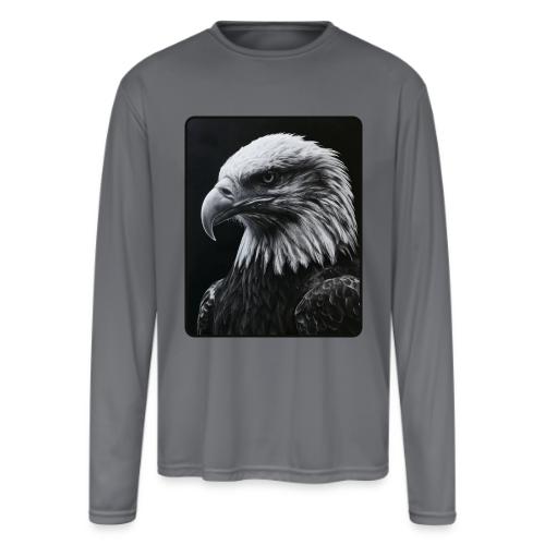 Black White Bald Eagle Design - Men's Moisture Wicking Performance Long Sleeve T-Shirt