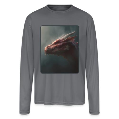 Red Dragon Fog Portrait Design - Men's Moisture Wicking Performance Long Sleeve T-Shirt
