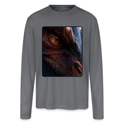 Fierce Ancient Dragon Portrait Design - Men's Moisture Wicking Performance Long Sleeve T-Shirt