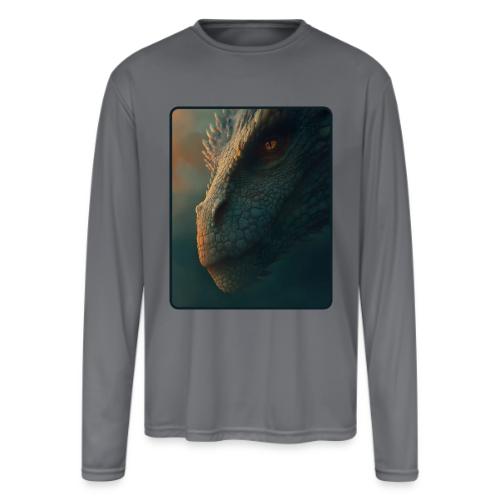 Golden Eye Dragon Close-Up Design - Men's Moisture Wicking Performance Long Sleeve T-Shirt