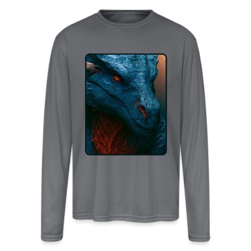 Turquoise Dragon Fire Eye Design - Men's Moisture Wicking Performance Long Sleeve T-Shirt