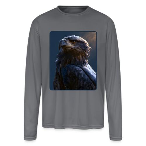 Majestic Eagle Cinematic Portrait Design - Men's Moisture Wicking Performance Long Sleeve T-Shirt