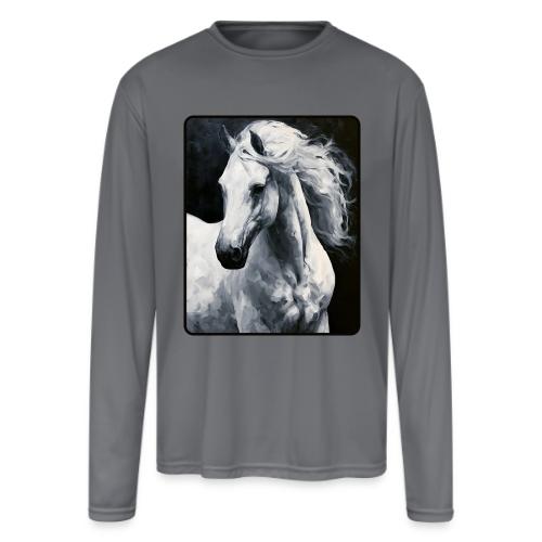 White Horse Oil Painting Design - Men's Moisture Wicking Performance Long Sleeve T-Shirt