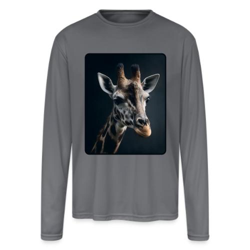 Majestic Giraffe Artistic Portrait Design - Men's Moisture Wicking Performance Long Sleeve T-Shirt