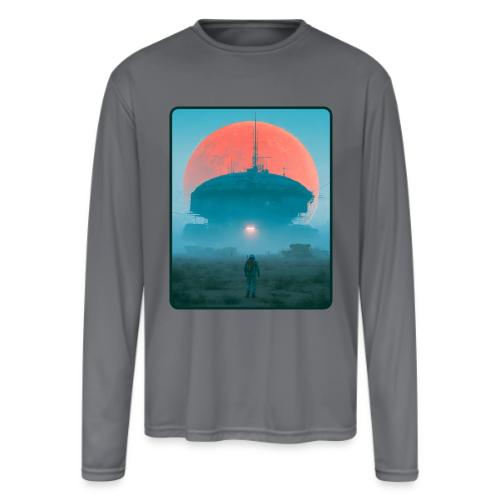 Astronaut Alien Outpost Design - Men's Moisture Wicking Performance Long Sleeve T-Shirt