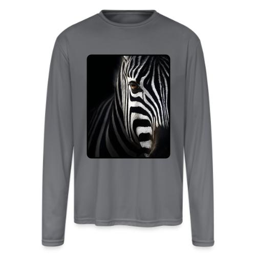 Zebra High Contrast Portrait Design - Men's Moisture Wicking Performance Long Sleeve T-Shirt
