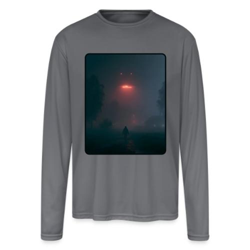 Mysterious UFO Encounter Design - Men's Moisture Wicking Performance Long Sleeve T-Shirt