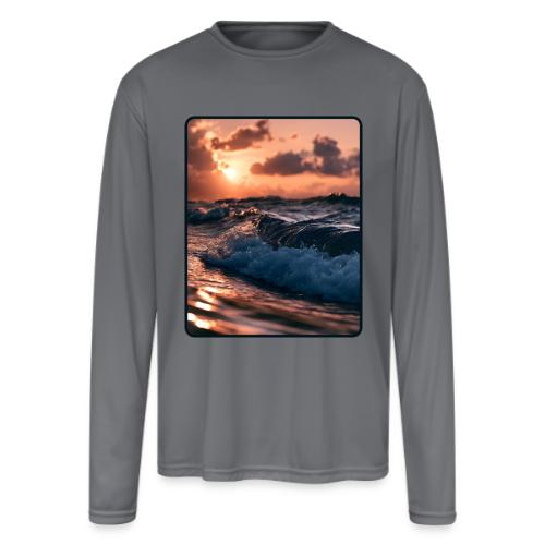Golden Sunset Ocean Wave - Men's Moisture Wicking Performance Long Sleeve T-Shirt