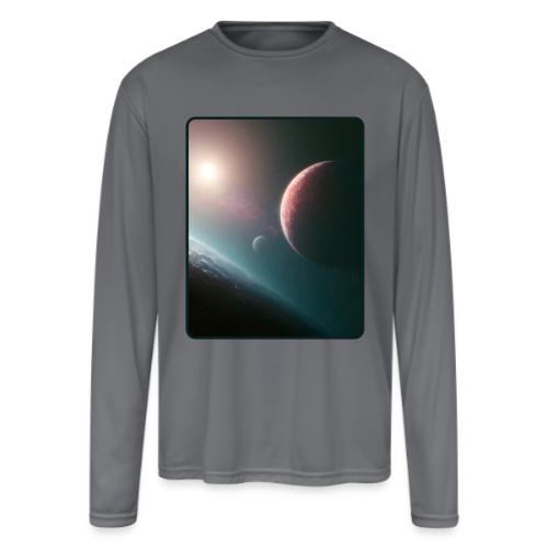 Deep Space Planet Horizon Art - Men's Moisture Wicking Performance Long Sleeve T-Shirt