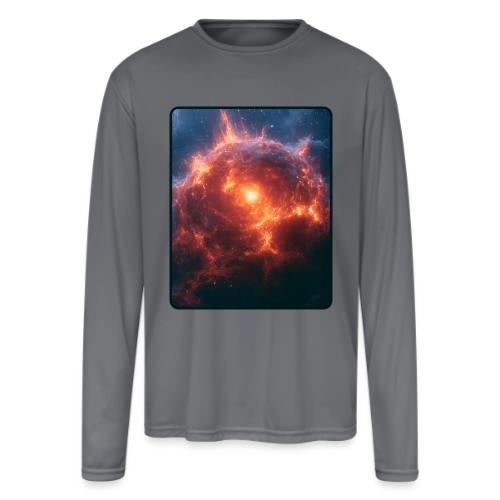 Exploding Supernova Space Art - Men's Moisture Wicking Performance Long Sleeve T-Shirt