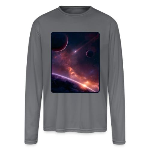 Cosmic Sunset Nebula Space Art - Men's Moisture Wicking Performance Long Sleeve T-Shirt