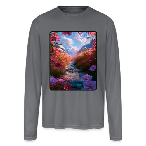 Dreamy Cosmos Valley Landscape Art - Men's Moisture Wicking Performance Long Sleeve T-Shirt