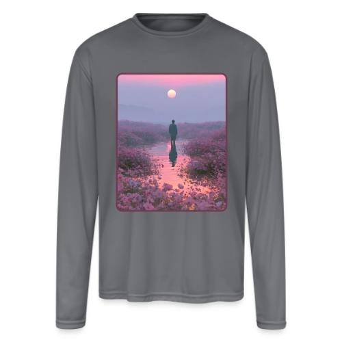 Ethereal Sunset Flower Field Art - Men's Moisture Wicking Performance Long Sleeve T-Shirt