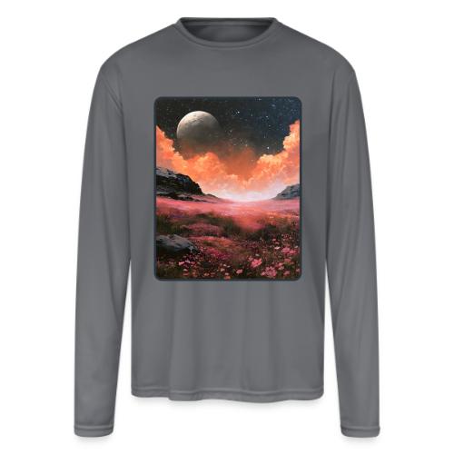 Moonlit Fantasy Flower Landscape - Men's Moisture Wicking Performance Long Sleeve T-Shirt