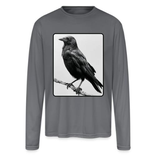 Raven Black and White Art Design - Men's Moisture Wicking Performance Long Sleeve T-Shirt