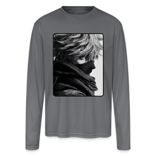 Battle-Worn Ninja Portrait - Men's Moisture Wicking Performance Long Sleeve T-Shirt