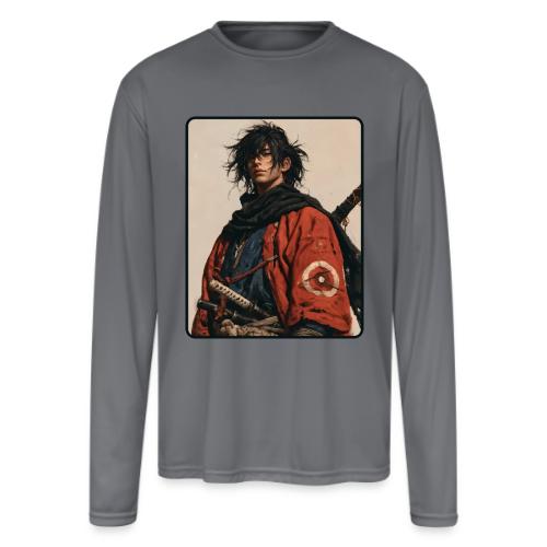 Young Samurai Warrior Portrait - Men's Moisture Wicking Performance Long Sleeve T-Shirt